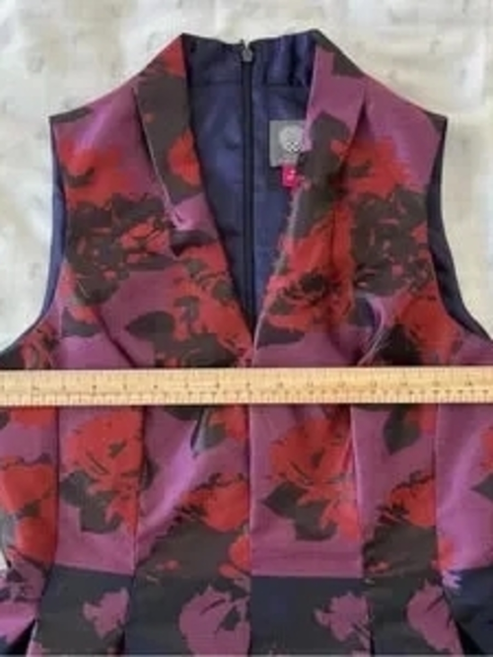 Vince Camuto Purple and Navy Floral Jacquard Mini Dress - Picture 5 of 6